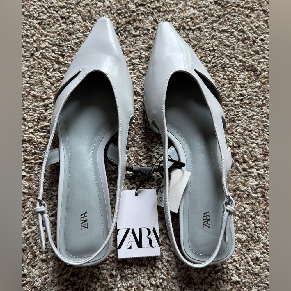 Zara Women's Gray Slingback Flats - Picture 3 of 9